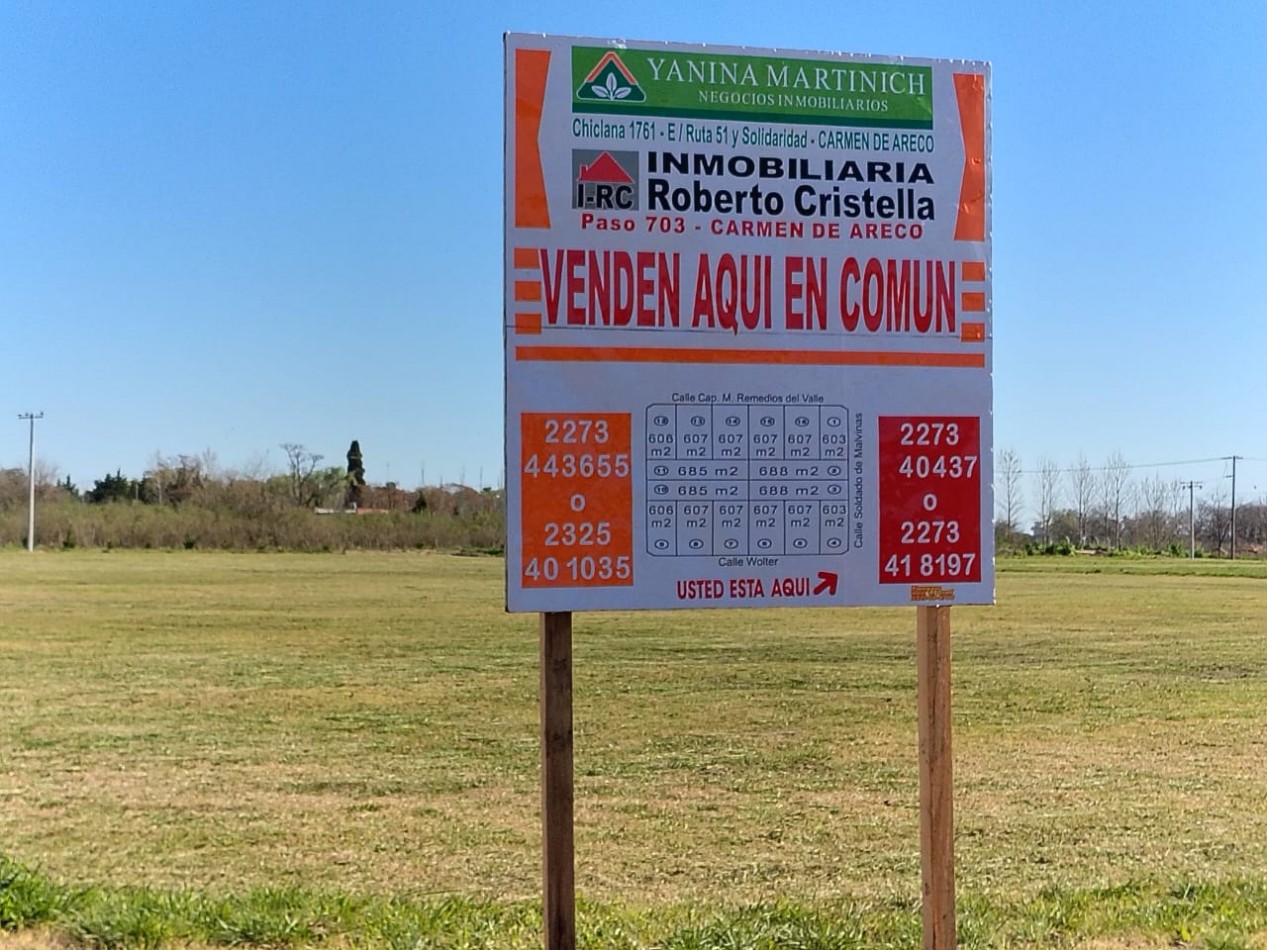 VENTA DE TERRENOS EN ZONA RESIDENCIAL EN CARMEN DE ARECO. FINANCIACION...!!!